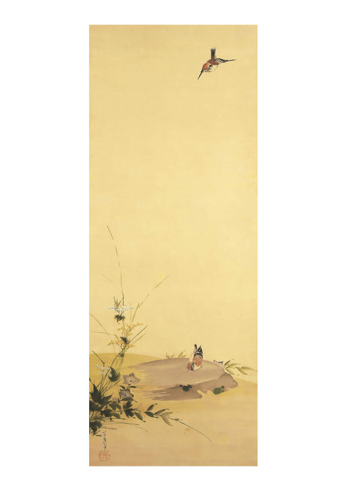Katsushika Hokusai - Sparrows & Autumn Grass