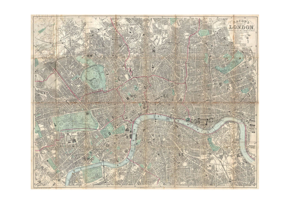 London City Map Beacon Travelers Pocket Map 1890