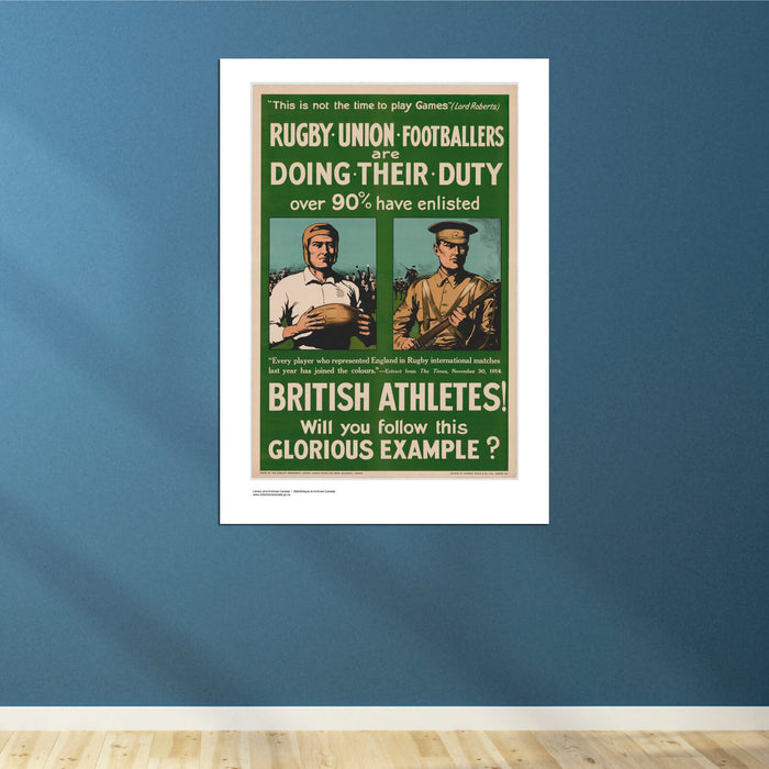 WWI British Rugby Football Athletes Recruitment Poster