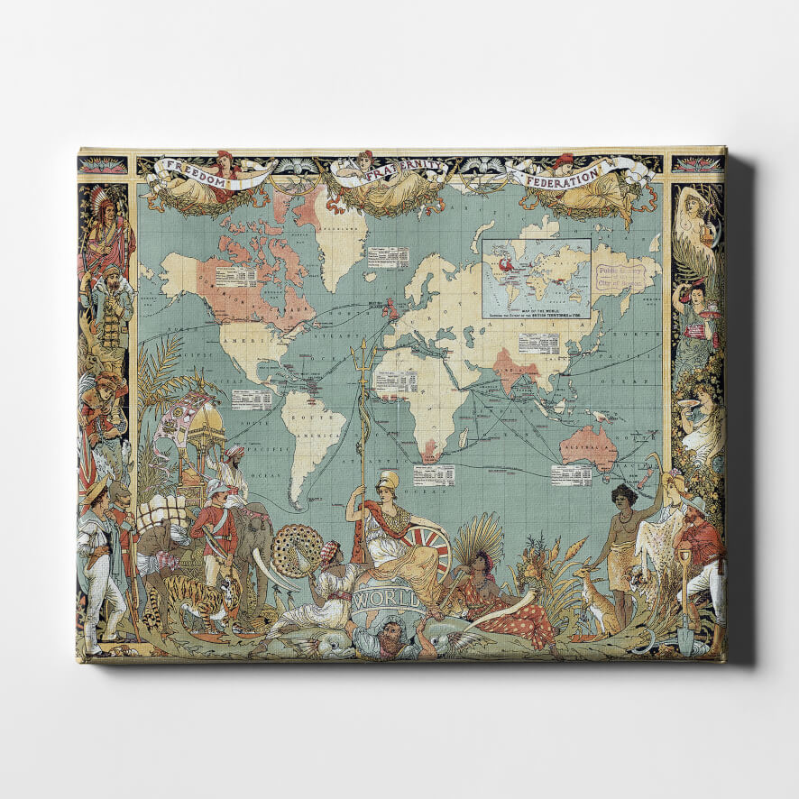 British Empire Map Imperial Federation Map of The World 1886 / Canvas ...