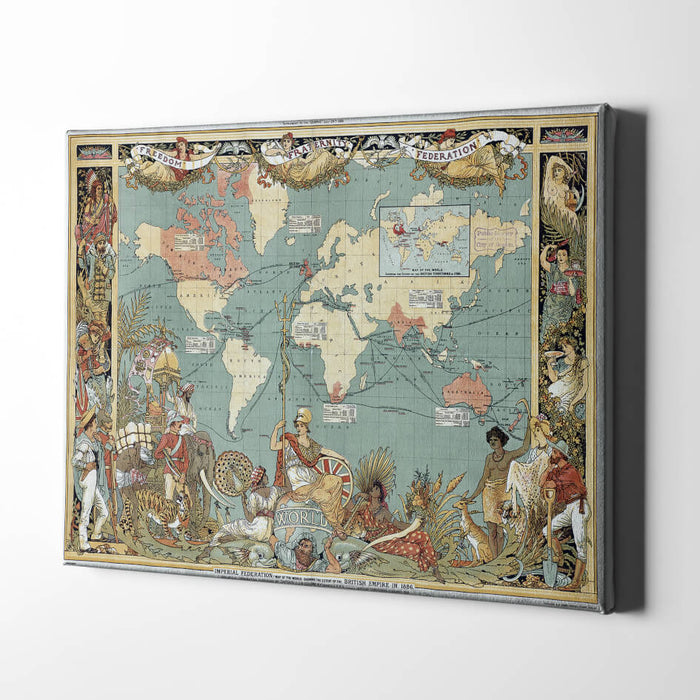 British Empire Map Imperial Federation Map of The World 1886 / Canvas Print