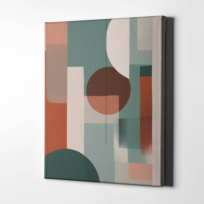 Sky Form – Geometric abstraction with floating dusty pink elements and soft shadows