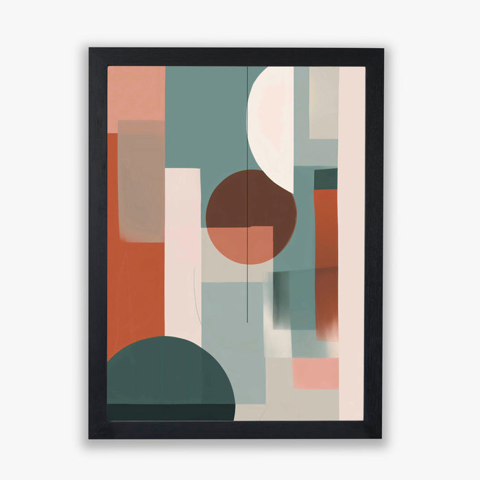 Sky Form – Geometric abstraction with floating dusty pink elements and soft shadows