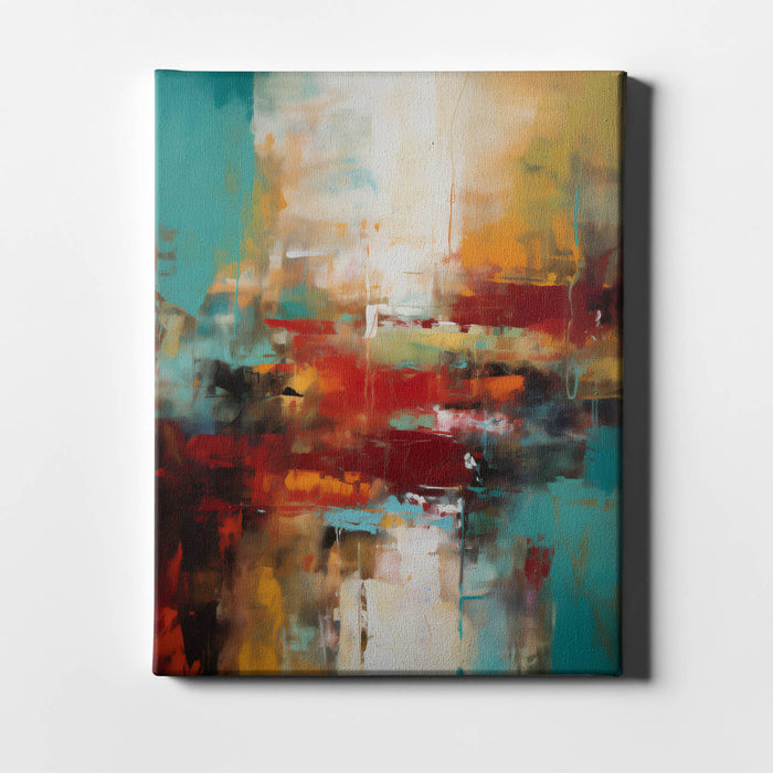 Verdant Motion - Lush yellow and blue tones in a sweeping, textured abstract design