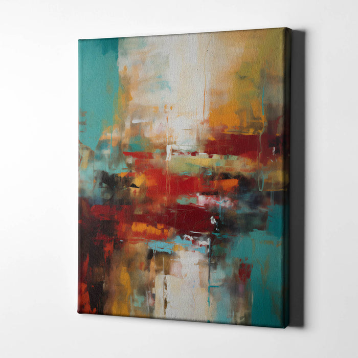 Verdant Motion - Lush yellow and blue tones in a sweeping, textured abstract design