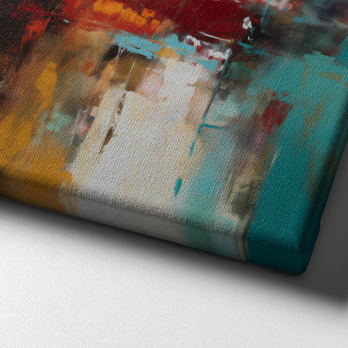 Verdant Motion - Lush yellow and blue tones in a sweeping, textured abstract design