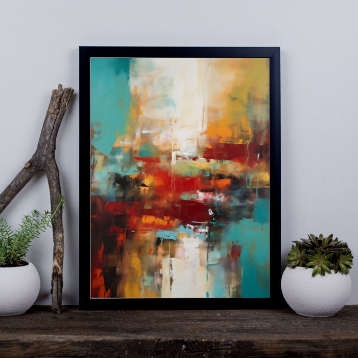Verdant Motion - Lush yellow and blue tones in a sweeping, textured abstract design