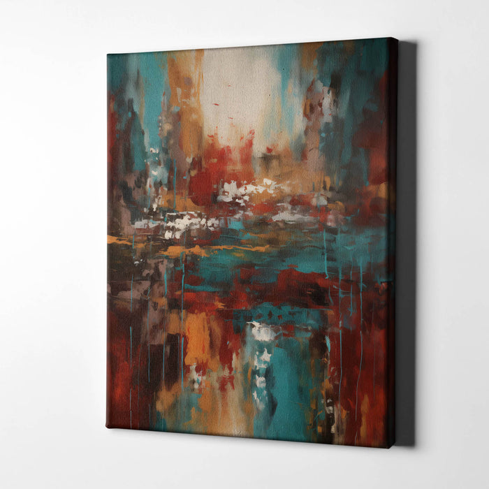 Sunburst Layers – Expressive modern painting with vibrant reds and layered movement