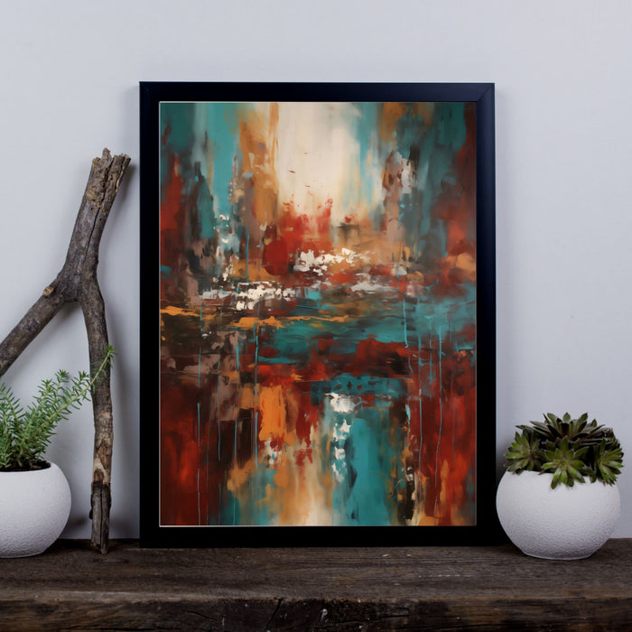 Sunburst Layers – Expressive modern painting with vibrant reds and layered movement