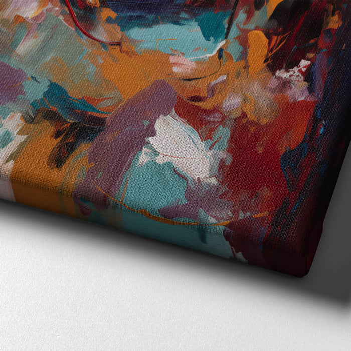 Crimson Echoes – A bold abstract in deep red with dynamic brushwork and rich texture