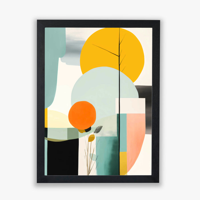 Scandi Balance – Minimalist abstract with soft lemon yellow and geometric precision