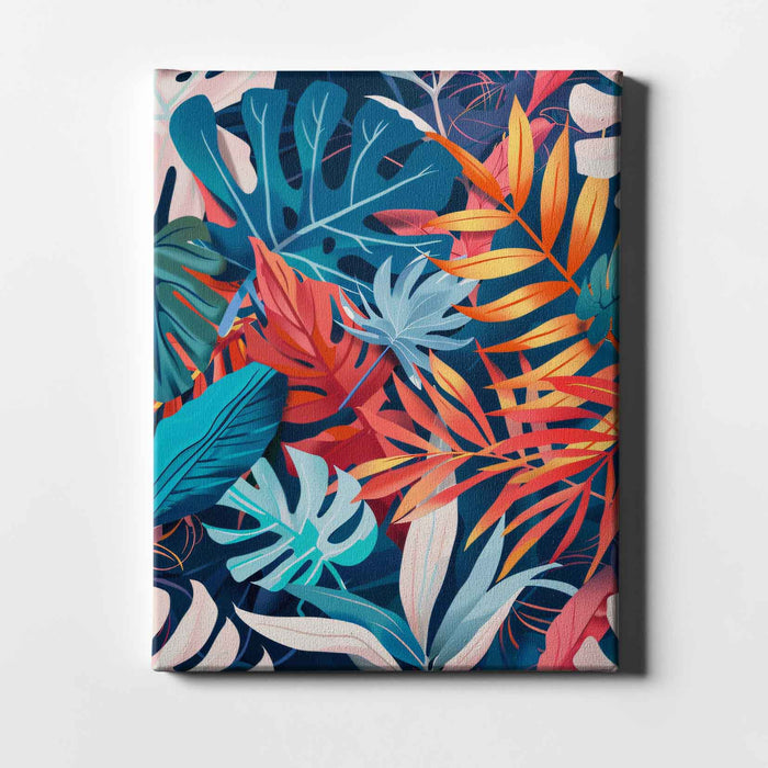 Electric Botanicals – Midnight Tropics – Bold Multicoloured Foliage on Navy