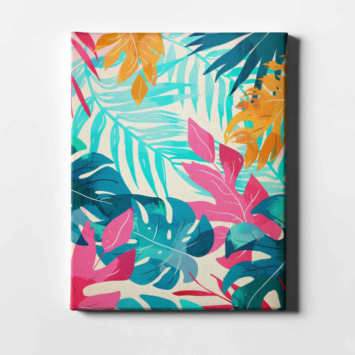 Electric Botanicals – Tropical Radiance – Neon Jungle Leaf Pattern