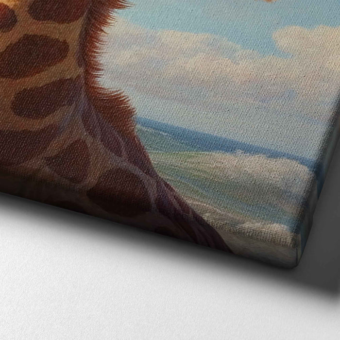 Beachside Beasts – Giraffe with Flower Crown – Whimsical Coastal Giraffe