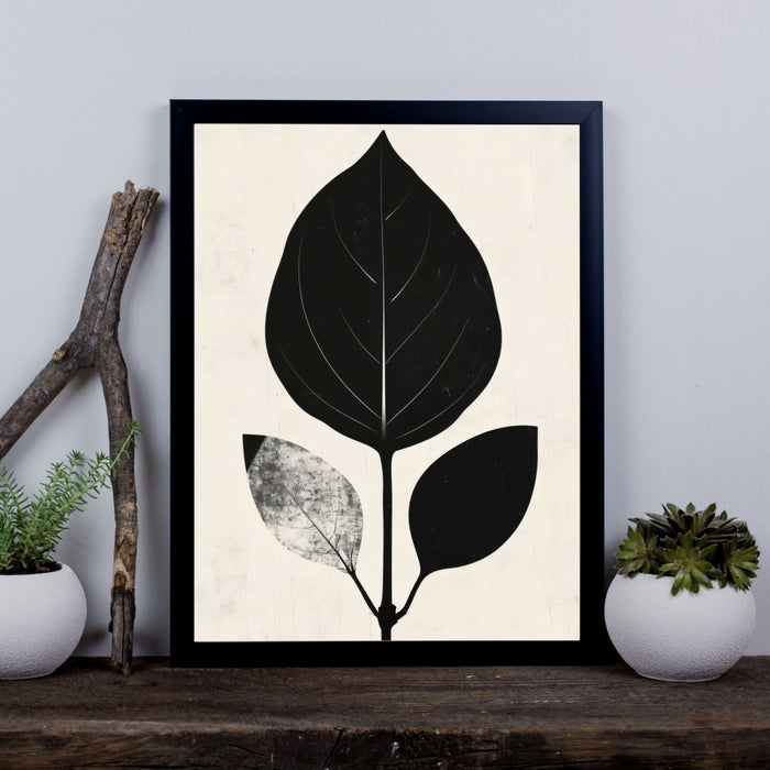 Shadow Botanicals – Midnight Trio – Minimalist Leaf Silhouette Art