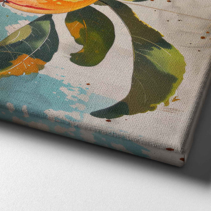 Vintage Orchard No.1 - Pears on Aqua with Japanese Script - Bold Fruit Illustration in Retro Watercolour Style