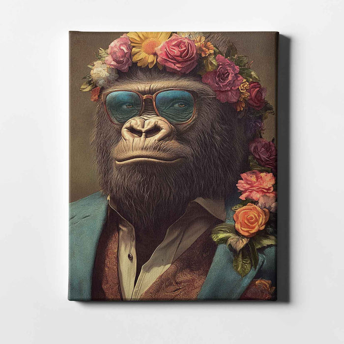Beachside Beasts – Gorilla in Suit – Dapper Ape with Flowers and Sunglasses