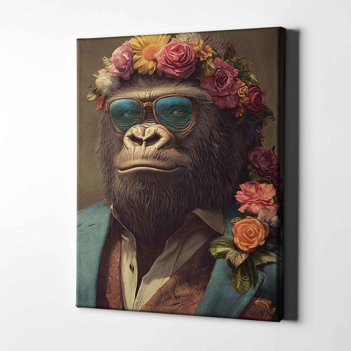 Beachside Beasts – Gorilla in Suit – Dapper Ape with Flowers and Sunglasses