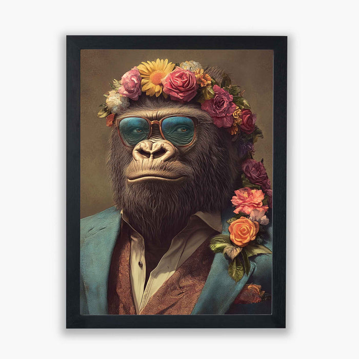 Beachside Beasts – Gorilla in Suit – Dapper Ape with Flowers and Sunglasses