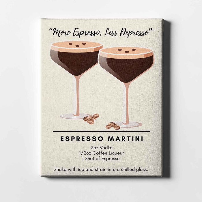 Cocktail Hour – Espresso Martini – Chic Mixology Art Print with Recipe Guide