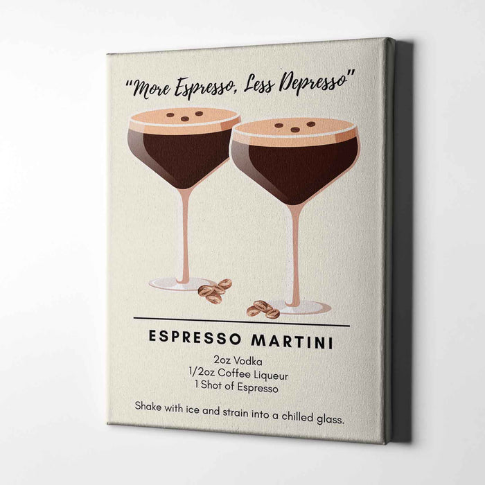 Cocktail Hour – Espresso Martini – Chic Mixology Art Print with Recipe Guide