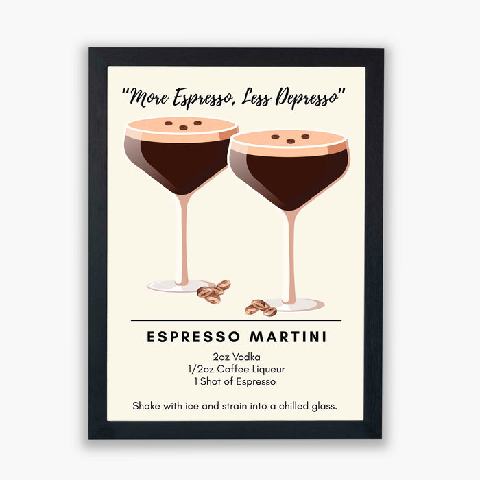 Cocktail Hour – Espresso Martini – Chic Mixology Art Print with Recipe Guide