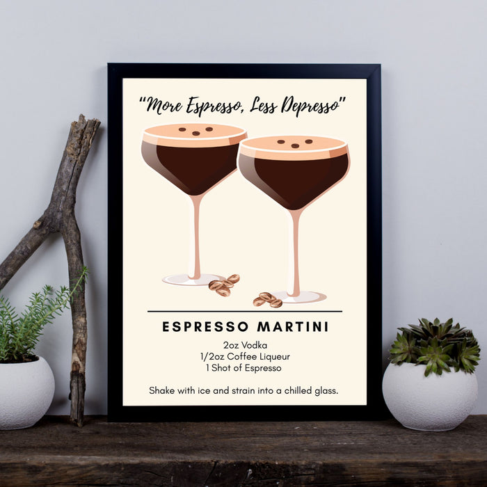 Cocktail Hour – Espresso Martini – Chic Mixology Art Print with Recipe Guide