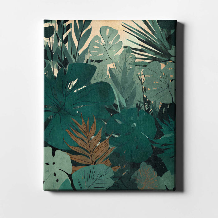 Jungle Forms II – Tropical Leaf Wall Art with Warm Sunset Glow