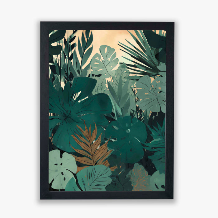 Jungle Forms II – Tropical Leaf Wall Art with Warm Sunset Glow