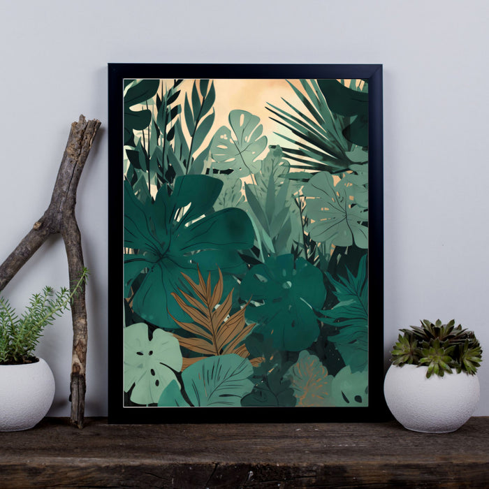 Jungle Forms II – Tropical Leaf Wall Art with Warm Sunset Glow