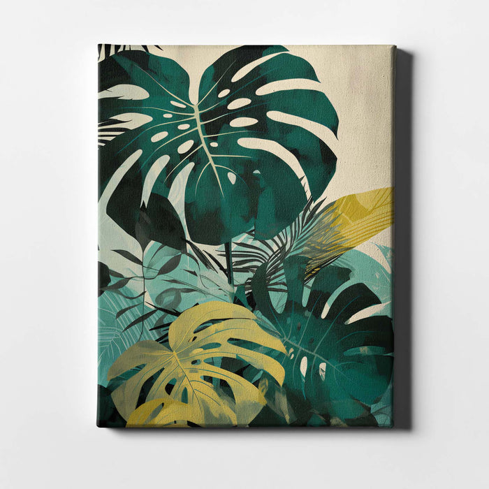 Jungle Forms III – Tropical Wall Art with Yellow Monstera Leaves