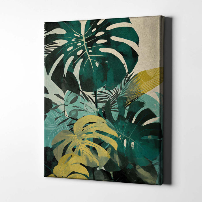 Jungle Forms III – Tropical Wall Art with Yellow Monstera Leaves