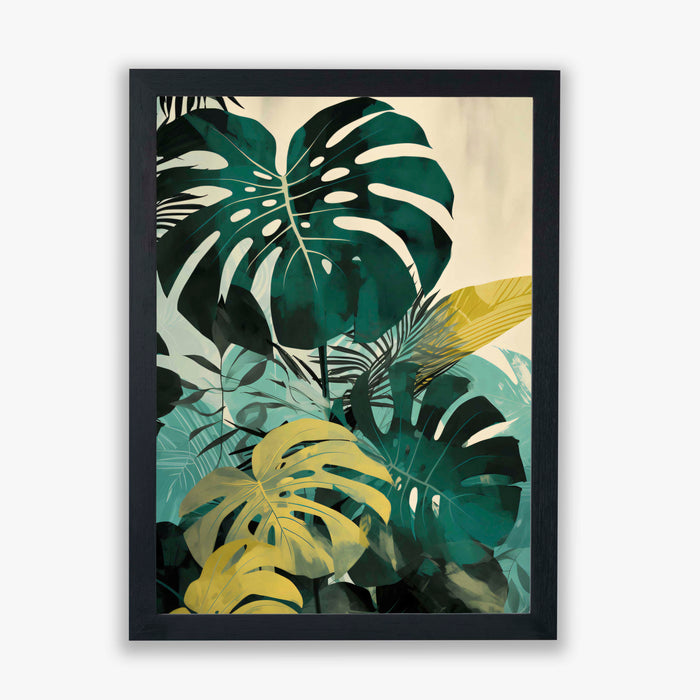 Jungle Forms III – Tropical Wall Art with Yellow Monstera Leaves