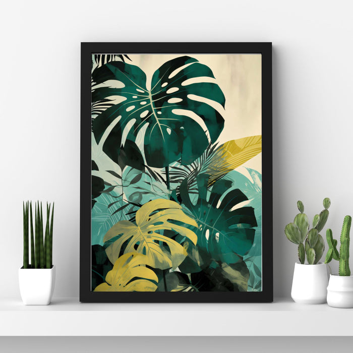 Jungle Forms III – Tropical Wall Art with Yellow Monstera Leaves