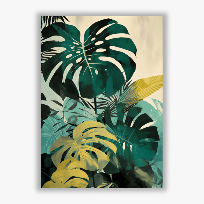Jungle Forms III – Tropical Wall Art with Yellow Monstera Leaves