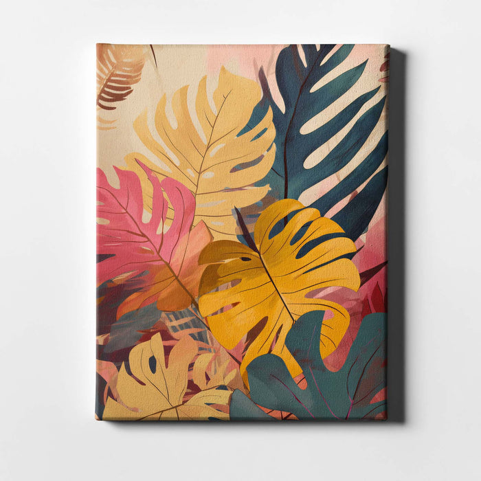 Tropical Radiance II – Tropical Wall Art with Bold Multicolour Leaves