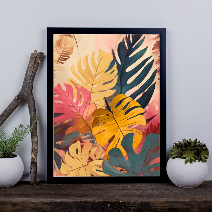 Tropical Radiance II – Tropical Wall Art with Bold Multicolour Leaves