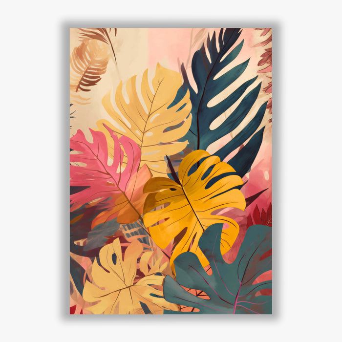 Tropical Radiance II – Tropical Wall Art with Bold Multicolour Leaves