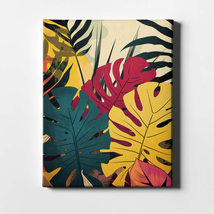 Tropical Radiance IV – Teal and Magenta Monstera Leaf Print