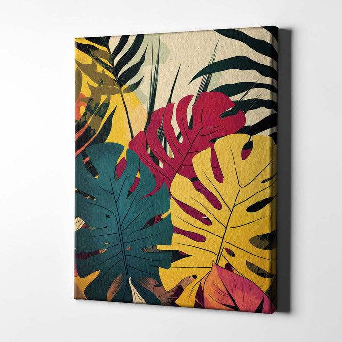 Tropical Radiance IV – Teal and Magenta Monstera Leaf Print