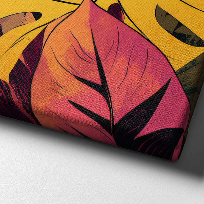 Tropical Radiance IV – Teal and Magenta Monstera Leaf Print