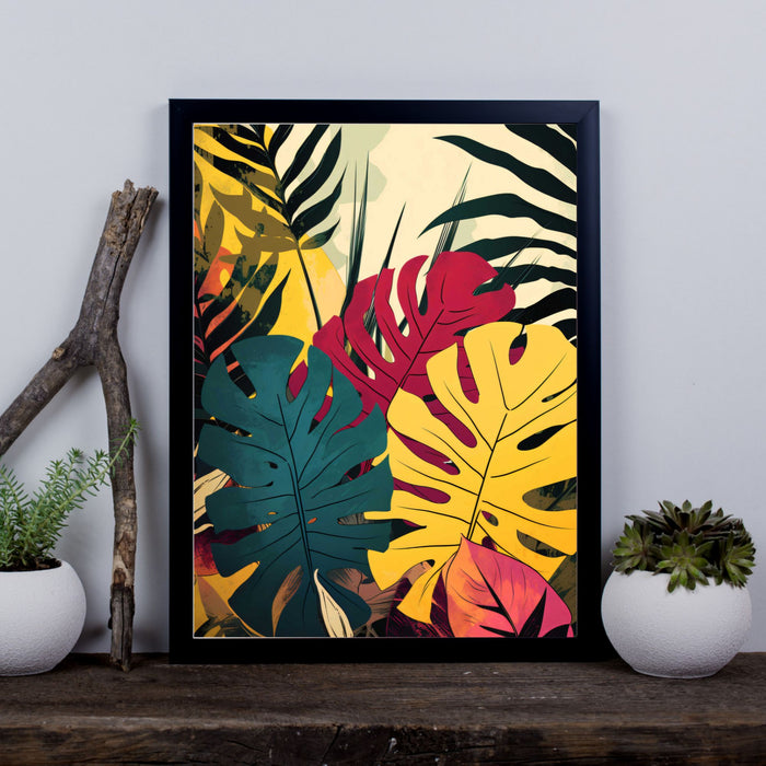 Tropical Radiance IV – Teal and Magenta Monstera Leaf Print