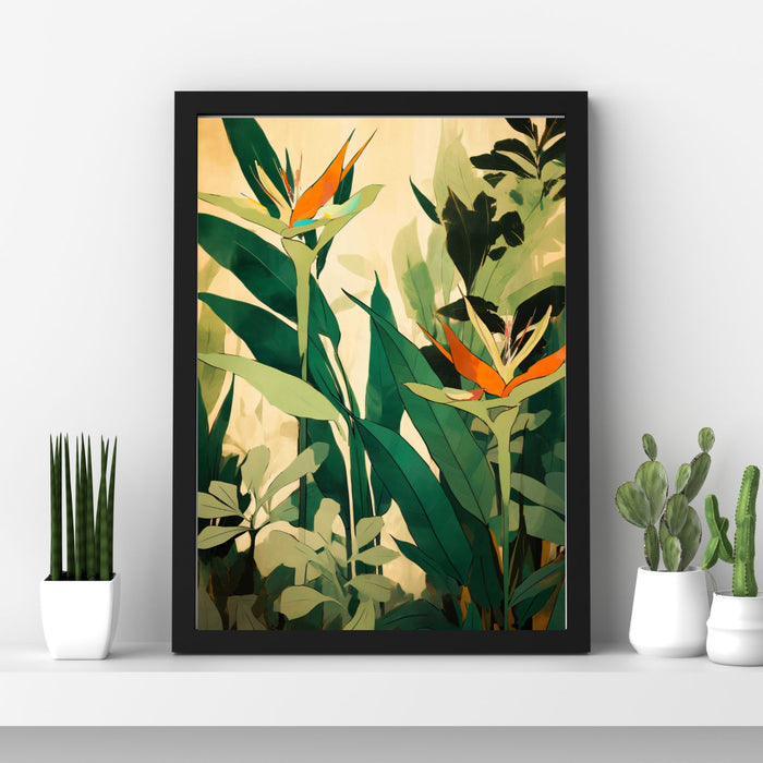 Jungle Bloom III – Botanical Wall Art with Orange Blossom and Leaf Shadows