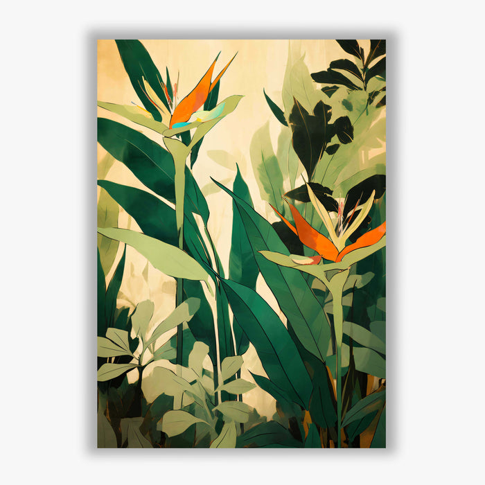 Jungle Bloom III – Botanical Wall Art with Orange Blossom and Leaf Shadows
