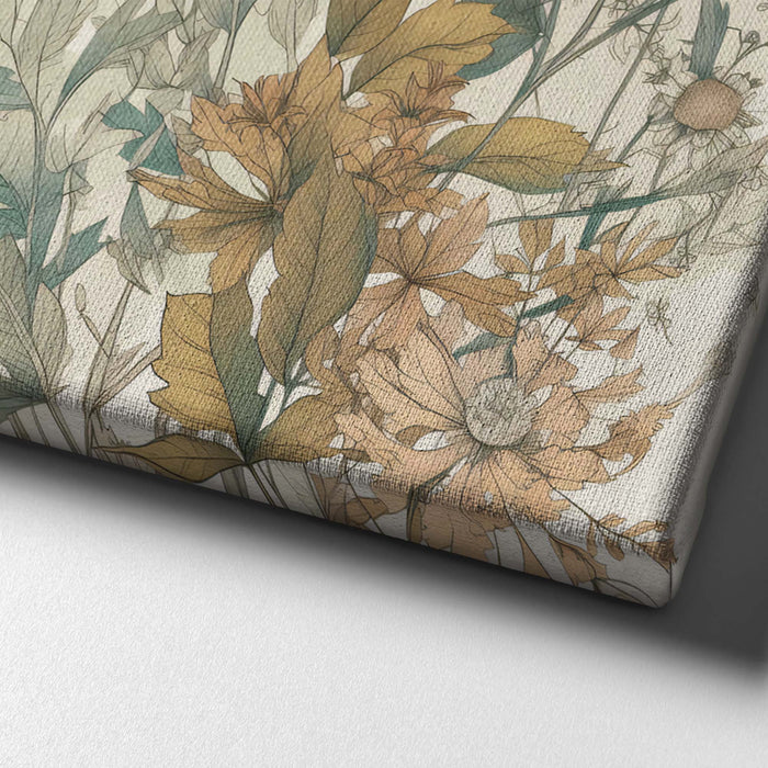 Whispering Botanicals No.7 – Botanical Flower Print with Ochre and White Daisies