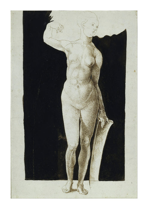 Albrecht Durer - Proportion study of female nude with a shield