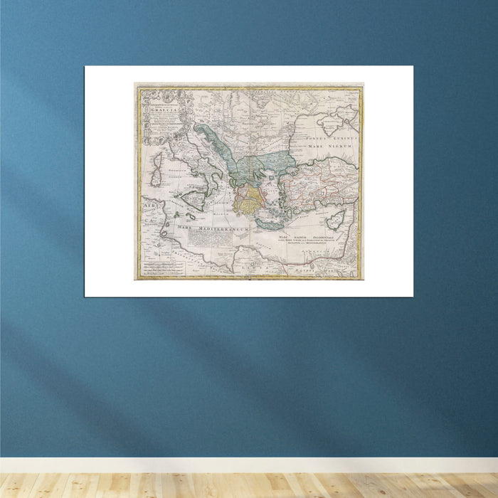 Ancient Greece Mediterranean Map Homann Heirs 1741