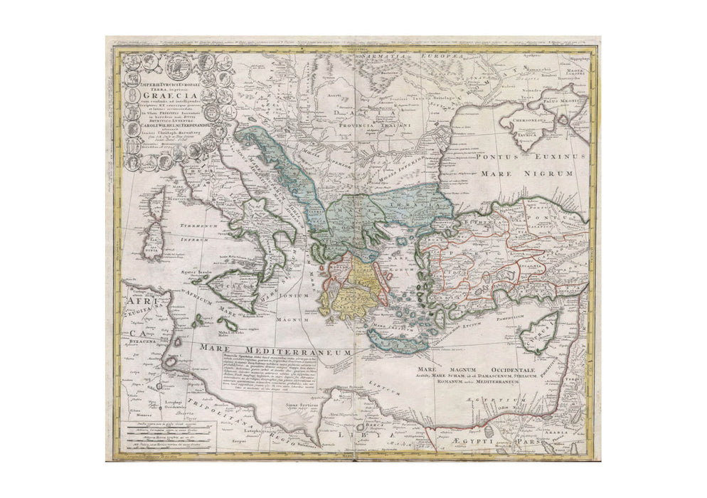 Ancient Greece Mediterranean Map Homann Heirs 1741
