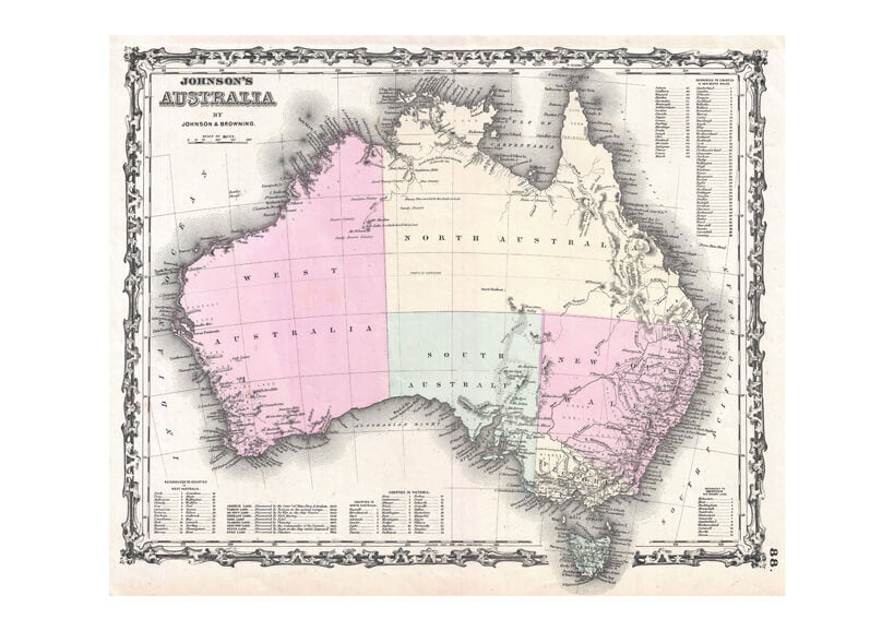 Australia Map Johnson and Browning 1861