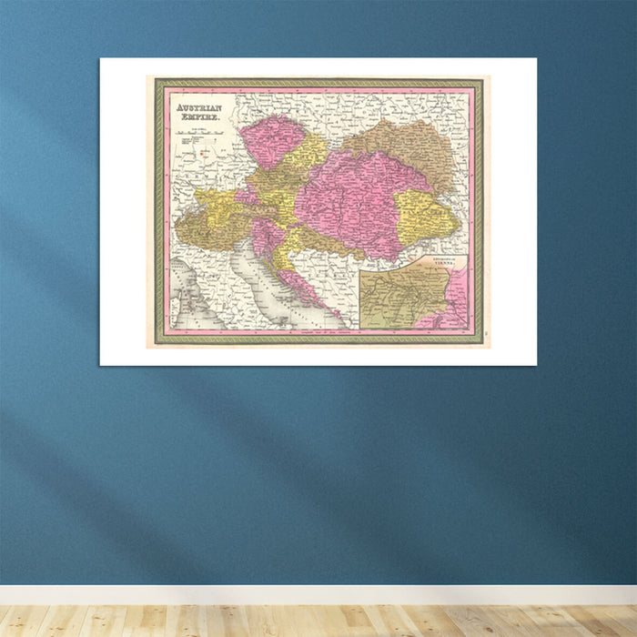Austria, Hungary and Transylvania Map Mitchell 1850